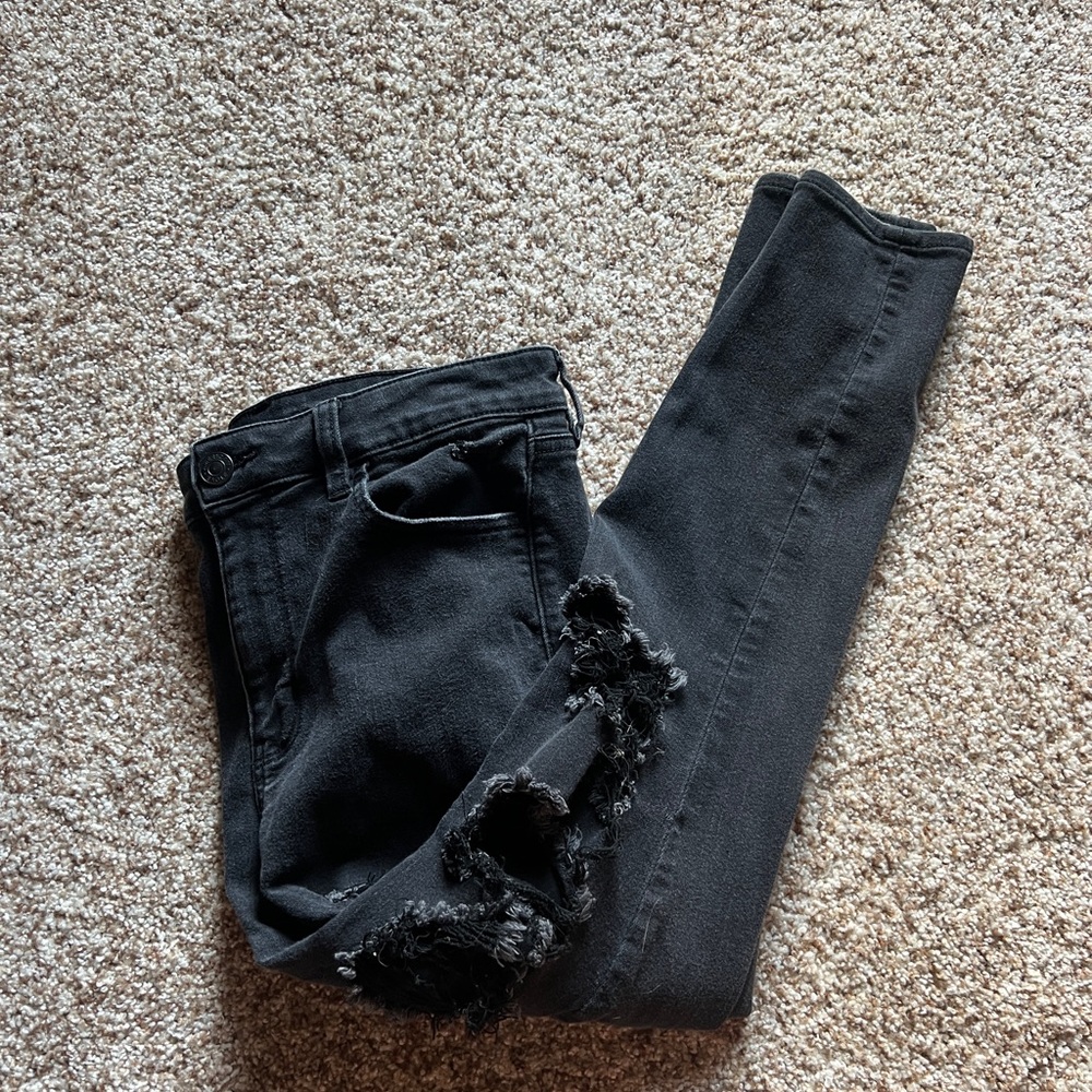 American Eagle Outfitters Black Skinny Distressed Jeans